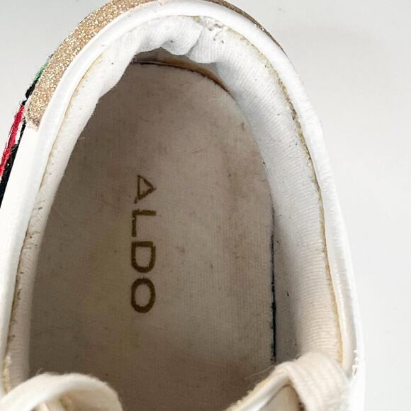 Aldo White Sneakers with Floral Embroidery and Gold Accents - Picture 12 of 13